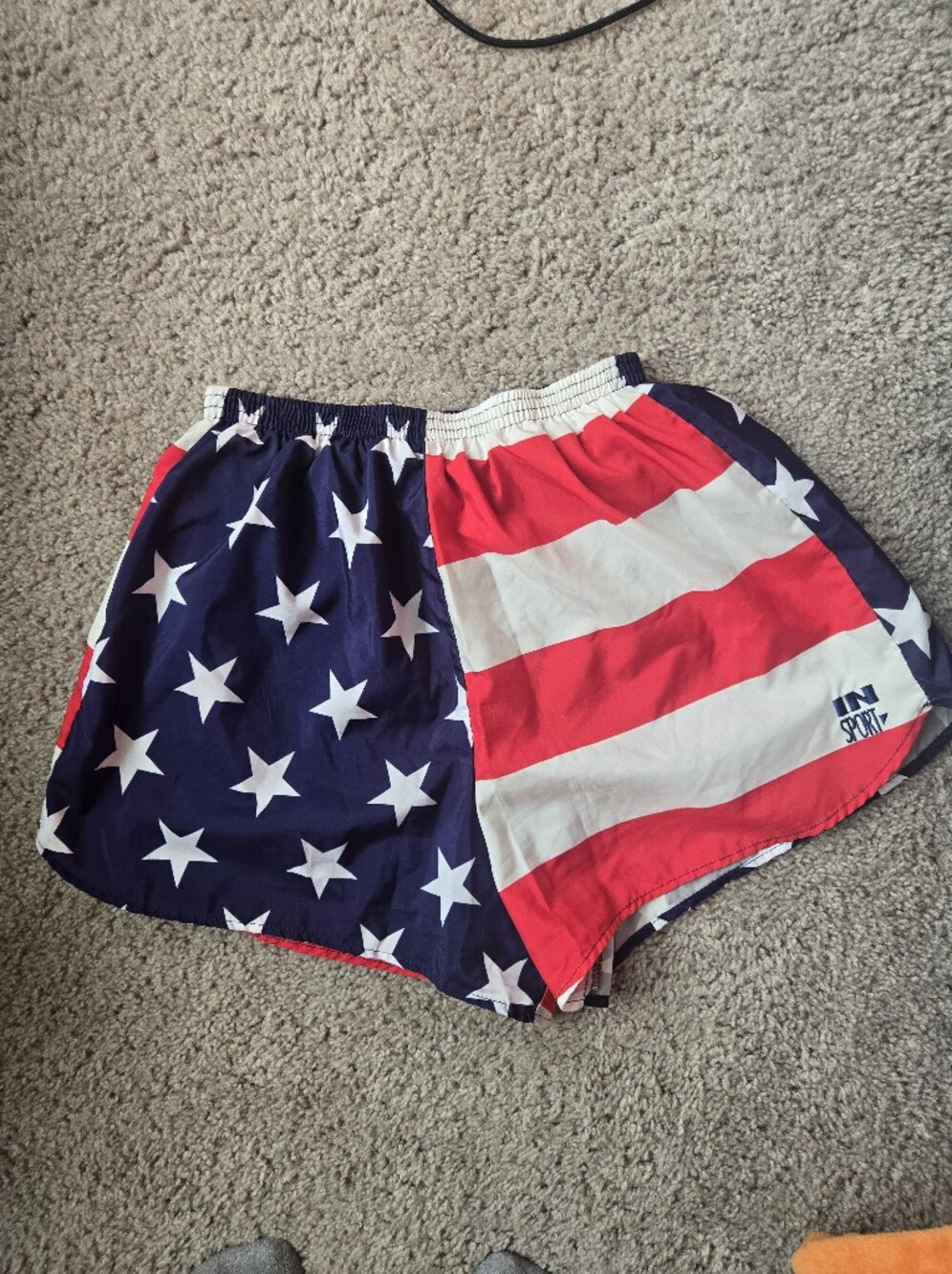 Vintage IN SPORT Women’s Navy Athletic Shorts with Stars & Stripes Trim